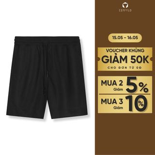 Quần short nam CEFFYLO màu Đen chất cotton thoáng mát có độ bền cao co giãn thoải mái trẻ trung thời trang nam