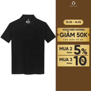 Áo polo nam trơn basic màu Đen CEFFYLO form áo slimfit chất vải cotton mềm mại thoáng mát thời trang nam