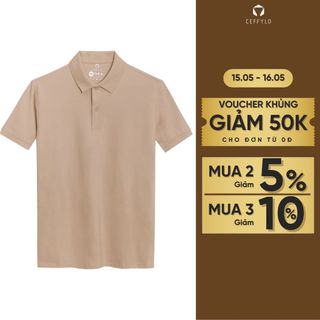 Áo polo nam trơn basic màu Camel CEFFYLO form áo slimfit chất vải cotton mềm mại thoáng mát thời trang nam