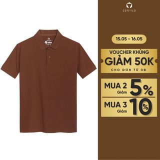 Áo polo nam trơn basic màu Nâu đậm CEFFYLO form áo slimfit chất vải cotton mềm mại thoáng mát thời trang nam