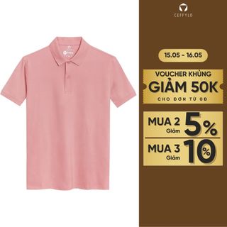 Áo polo nam trơn basic màu Hồng cam CEFFYLO form áo slimfit chất vải cotton mềm mại thoáng mát thời trang nam