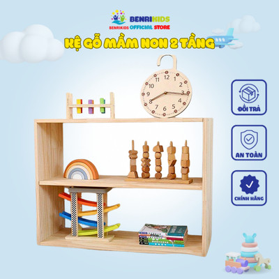 Kệ Đồ Chơi Montessori Giá Sách Trẻ Em Bằng Gỗ Thông 2 Tầng Dễ Lắp Ráp Dercor Phòng Cho Bé Và Trường Mầm Non