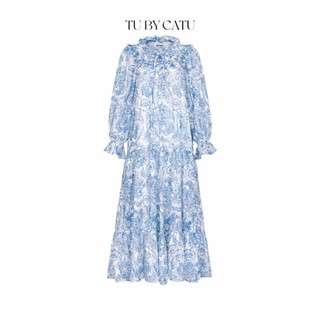 Tubycatu | đầm maxi họa tiết xanh bèo