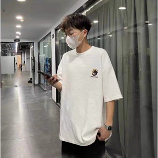 Áo Thun Thêu ANDIMANER Hoạt Hình Unisex-Áo Phông Nam Nữ Tay Lỡ Oversize Form Rộng 