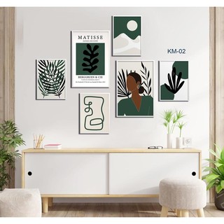 Combo 6 tranh dán tường, tranh treo tường tone xanh lá