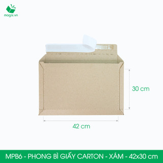 Mpb6 - 42x30cm - combo 100 phong bì giấy carton đóng hàng màu xám