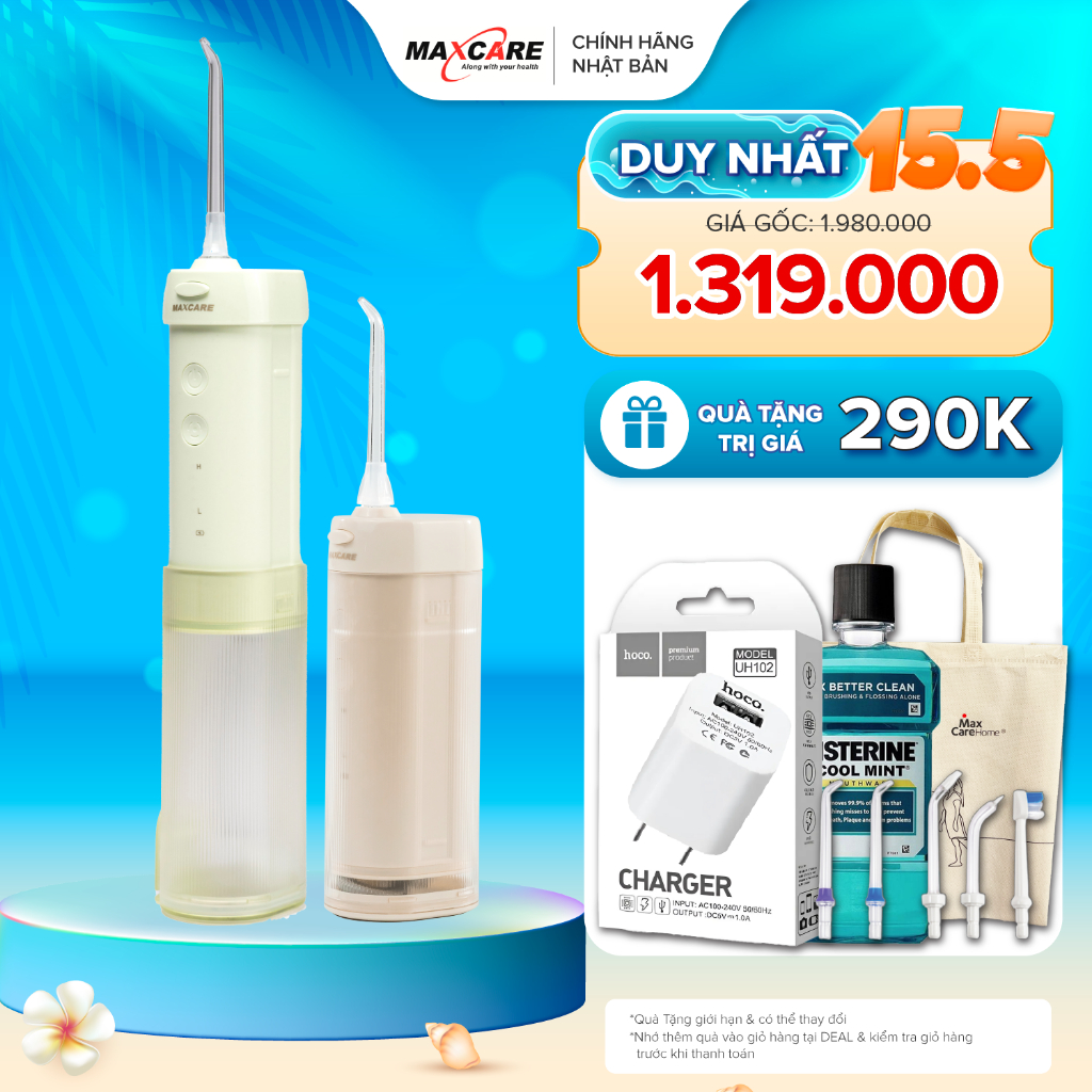 Máy Tăm Nước Cầm Tay Maxcare Travel Size UltraClean Max456PRO - Công Nghệ Độc Quyền Nhật Bản, Phiên Bản Giới Hạn, 200ml