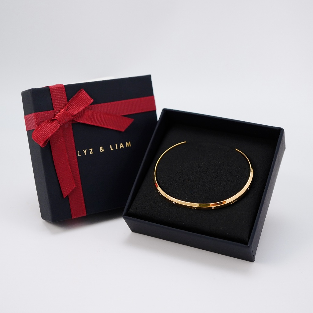 Vòng tay nam nữ Lyz and Liam Classic L&L Cuff Silver - Gift Box Hộp quà tặng nơ đỏ & khắc chữ theo y