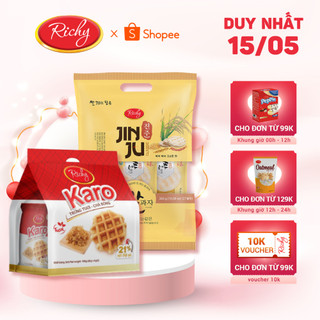 Combo bánh ăn sáng 1 bịch bánh Karo Richy và 1 túi bánh gạo Hàn Quốc