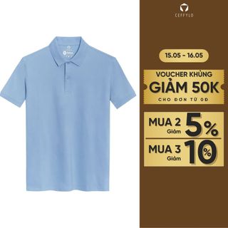 Áo polo nam trơn basic màu Xanh da trời nhạt CEFFYLO form áo slimfit chất vải cotton mềm mại thoáng mát thời trang nam