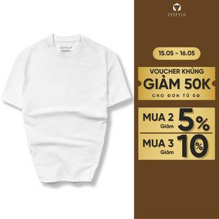 Áo Phông Nam Cộc Tay Ceffylo Cao Cấp Màu Trắng Chất Cotton Thoáng Mát Co Giãn Mềm Mịn Form Slimfit Thời Trang Nam