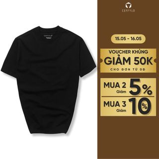 Áo thun nam,áo phông nam CEFFYLO màu đen chất cotton thoáng mát thấm hút mồ hôi tốt không bai dão thời trang nam