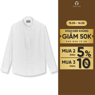 Áo Sơ Mi Nam Dài Tay Đũi Ceffylo Màu Trắng Chất Liệu Đũi Cao Cấp Thoáng Mát Form Slimfit