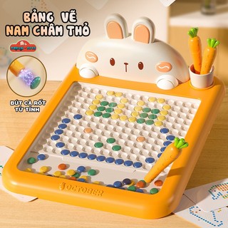 Bảng vẽ nam châm xếp hình thỏ ngọc cà rốt cao cấp, bảng vẽ nam châm từ tính xếp hình cho bé tặng kèm 2 bút vẽ bảng