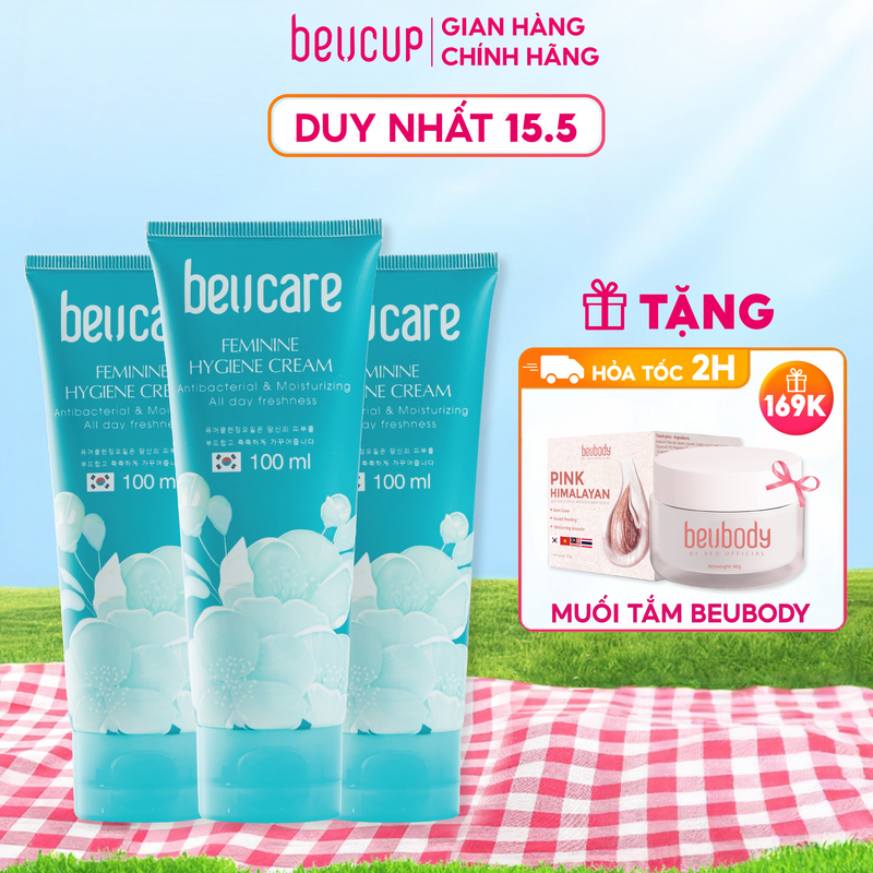 Combo 3 chai dung dịch vệ sinh phụ nữ hương bạc hà BeUcare 100ml