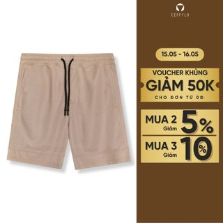 Quần short nam CEFFYLO màu Be chất cotton thoáng mát có độ bền cao co giãn thoải mái trẻ trung thời trang nam