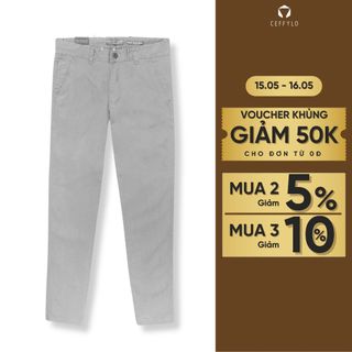 Quần khaki nam CEFFYLO màu xám chất vải thoáng mát co giãn form dáng ôm nhẹ thoải mái khi hoạt động thời trang nam