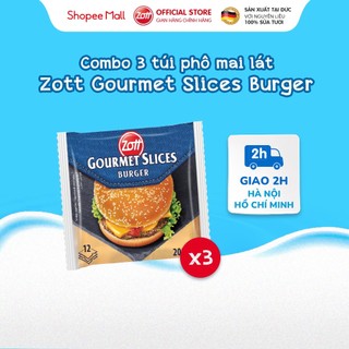  COMBO 3 túi Phô mai lát Zott Gourmet Slices BURGER nhập Đức (200g/gói – 12 lát)