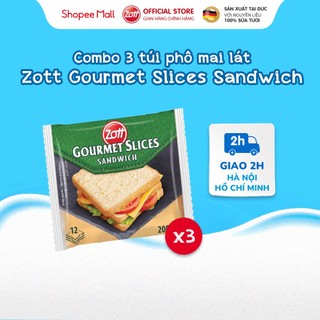  COMBO 3 túi Phô mai lát Zott Gourmet Slices SANDWICH nhập Đức (200g/gói – 12 lát)