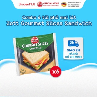  COMBO 6 túi Phô mai lát Zott Gourmet Slices SANDWICH nhập Đức (200g/gói – 12 lát)