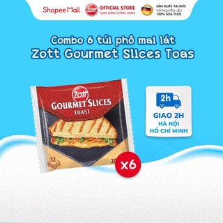  COMBO 6 túi Phô mai lát Zott Gourmet Slices TOAST nhập Đức (200g/gói – 12 lát)