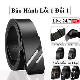 Dây Lưng Nam Cao Cấp Dây Luồn Trong Mặt Khóa Hợp Kim Chống Rỉ, Thắt Lưng Nam Dây Da Mềm Vicenzo Khóa Tự Động.