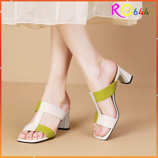 Dép guốc nữ cao gót 7 phân hàng hiệu rosata màu trắng thời trang cao cấp ro644