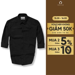 Áo Sơ Mi Dài Tay Đen CF , Chất Liệu OXFORD Thoáng Mát, Form Slimfit - CEFFYLO