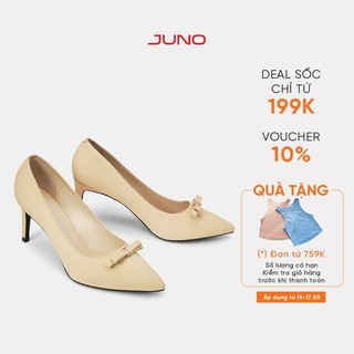 Giày Cao Gót Nữ 7cm Thời Trang JUNO Pump Trang Trí Nơ Cách Điệu CG07148