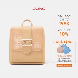 Balo Nữ Thời Trang JUNO Buckle Phối Si Vân BL111