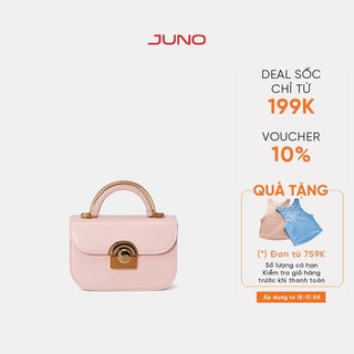 Túi Xách Nữ Thời Trang JUNO Cỡ Nhỏ Top Handle Phối Khóa Trang Trí TXN714