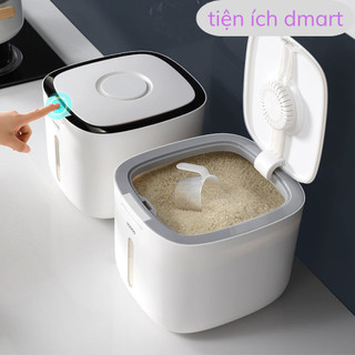 Thùng đựng gạo cao cấp ecomax dung tích 10kg, thùng gạo thông minh có nút bật bảo quản đồ khô 0800