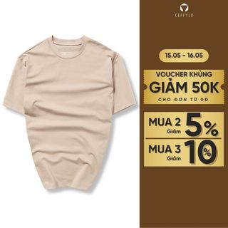 Áo Thun Nam Cộc Tay Ceffylo Cao Cấp Màu Camel Chất Cotton Thoáng Mát Co Giãn 4 Chiều Thoải Mái Khi Hoạt Động Thời Trang