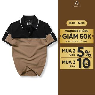Áo Polo Nam Cộc Tay Ceffylo Phối Màu Nâu Chất Liệu Cotton Thoáng Mát Form Slimfit Thấm Hút Mồ Hôi Tốt
