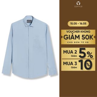 Áo Sơ Mi Nam Dài Tay Giấu Nẹp Chất Liệu Bamboo Cao Cấp Màu Xanh Da Trời Vải Sợi Tre Chống Nhăn Tốt Form Slimfit
