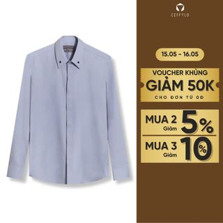 Sơ mi nam CEFFYLO With Star màu tím vải sợi tre mềm mịn thoáng mát hạn chế nhăn phim slimfit ôm nhẹ thời trang nam