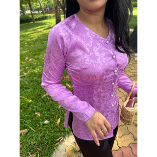 ÁO BÀ BA GẤM CỔ TIM VÂN HOA NỔI ( KHÔNG KÈM QUẦN )
