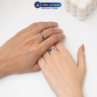 Nhẫn đôi bạc nam nữ thiên hạc xi bạch kim freesize chất liệu bạc ý s925 - viễn chí bảo n700506