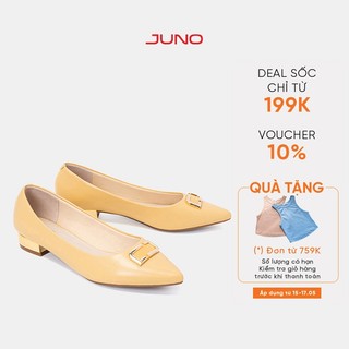 Giày Búp Bê Nữ 3cm Thời Trang JUNO Giày Búp Bê Mũi Nhọn Khóa Trang Trí BB03062