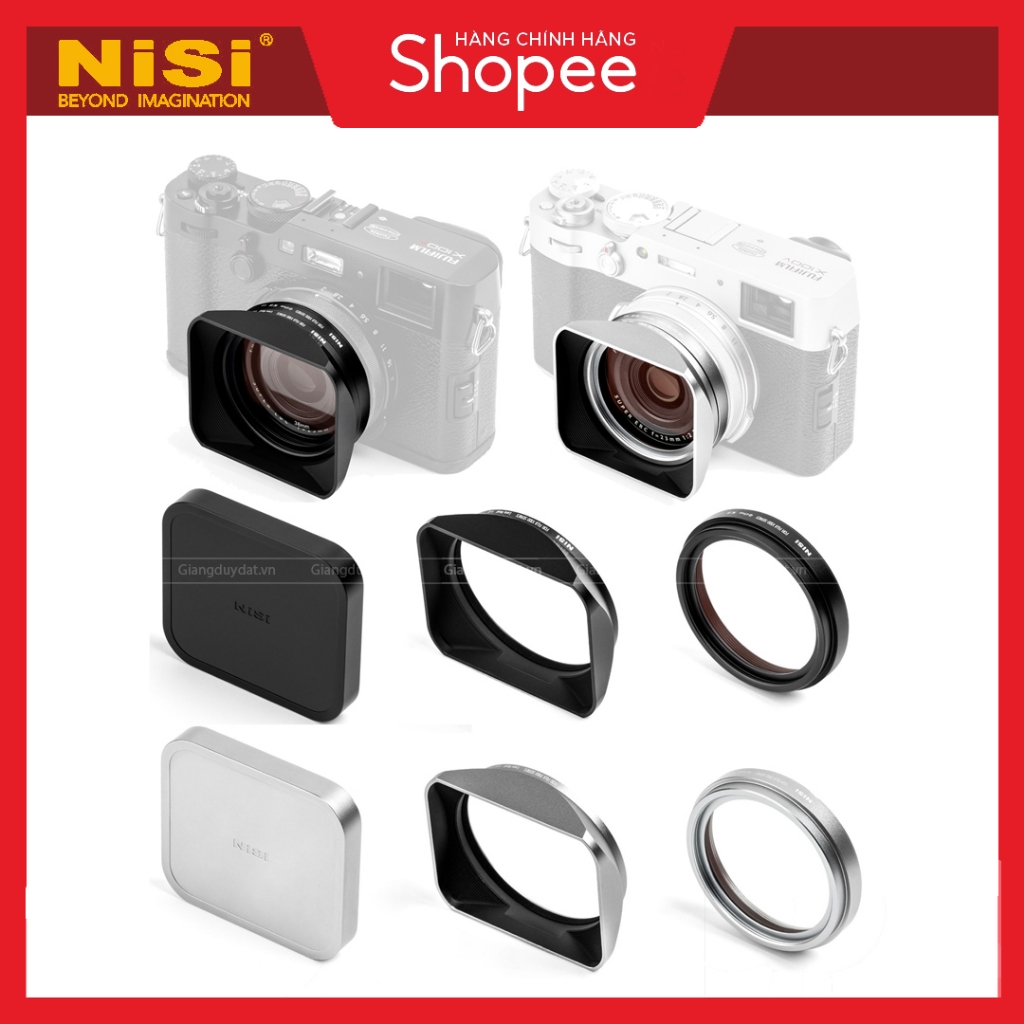  Hood Vuông Nisi   King   Newyi Adapter Ring và Nắp Đậy Dành Cho Fujifilm X100 Series l X100VI X100V x100f x100t x100s 