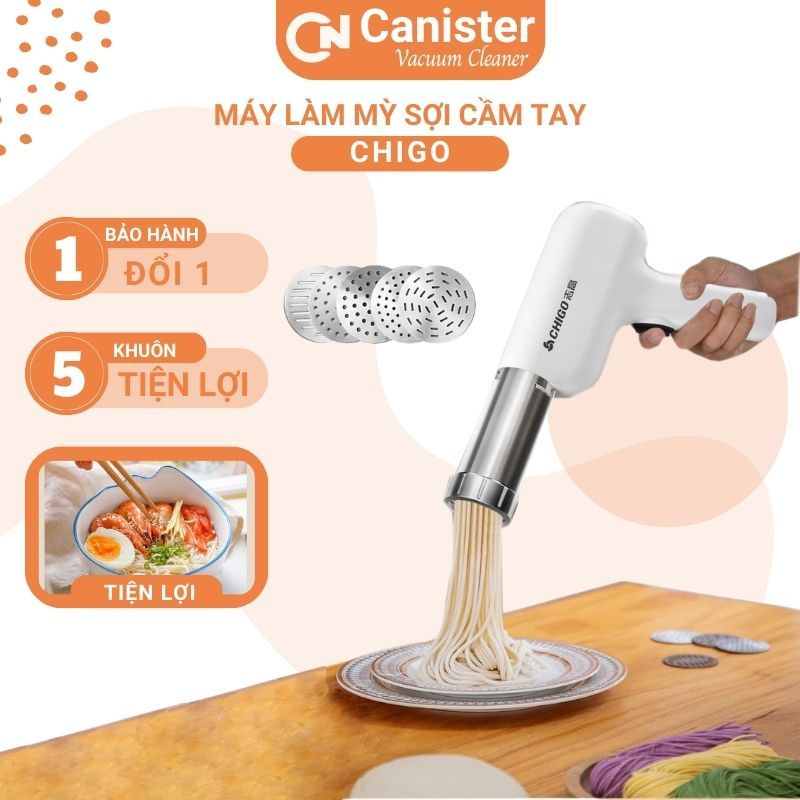 Máy làm mỳ sợi cầm tay tại nhà Chigo 5 khuôn, Máy làm mì tươi sợi bún bánh canh tự động không dây