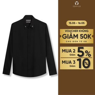 Sơ mi nam CEFFYLO With Star màu đen vải sợi tre mềm mịn thoáng mát hạn chế nhăn phim slimfit ôm nhẹ thời trang nam