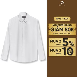 Sơ mi nam CEFFYLO With Star màu trắng vải sợi tre mềm mịn thoáng mát hạn chế nhăn slimfit ôm nhẹ thời trang nam