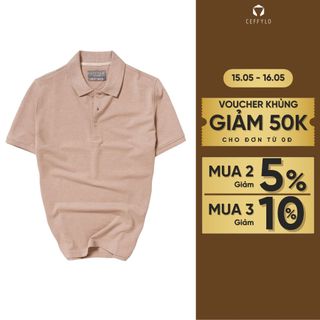 Áo polo nam trơn CEFFLO màu nâu chất cotton thoáng khí hạn chế nhăn mềm mại co giãn hạn chế nhăn thời trang nam