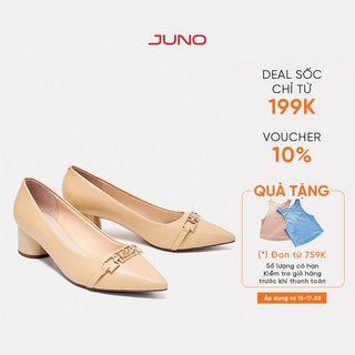 Giày Cao Gót Nữ 5cm Thời Trang JUNO Trang Trí Khoá Logo Juno CG05127