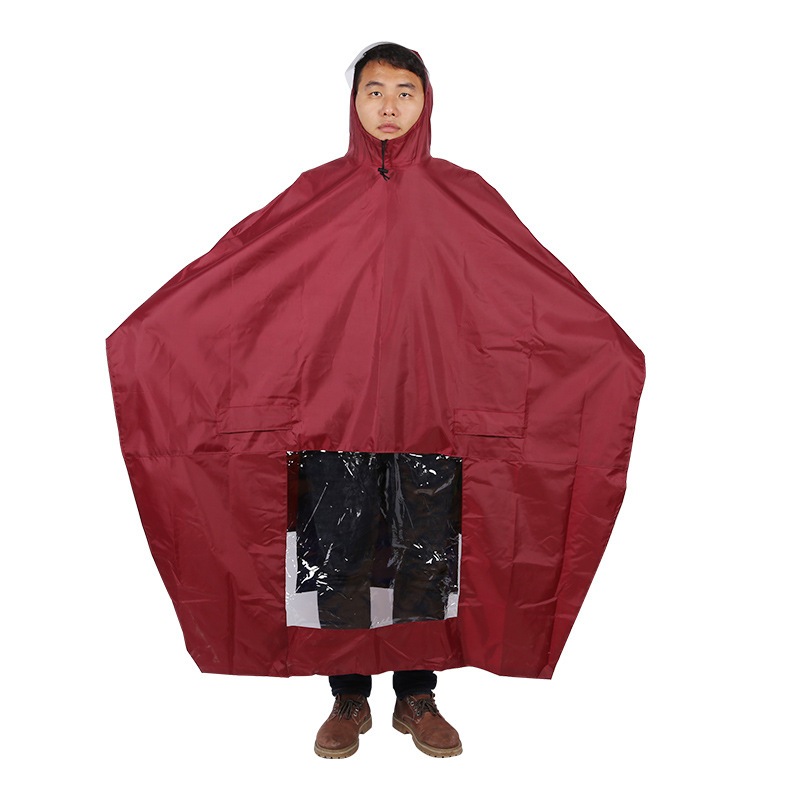Áo Mưa Cánh Dơi Vải Dù, Áo mưa choàng xe máy 1 MŨ, 1 NGƯỜI màu Đỏ