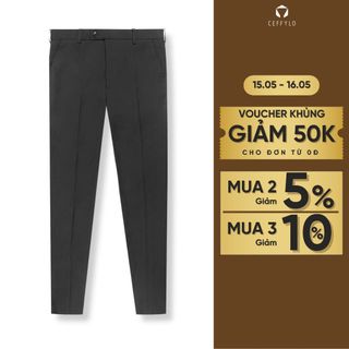 Quần âu trơn nam CEFFYLO màu xám đậm chất vải cotton thoáng mát có độ bền cao co giãn phom slimfit thoải mái khi mặc thờ