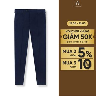 Quần âu trơn nam CEFFYLO màu xanh đậm chất vải cotton thoáng mát có độ bền cao co giãn phom slimfit thoải mái khi mặc th