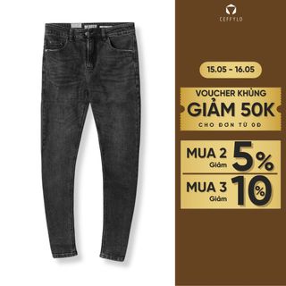Quần jean nam trơn CEFFYLO màu xám nhạt chất vải thoáng mát có độ bền cao dáng slimfit ôm nhẹ thời trang nam