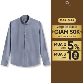Sơ mi nam CEFFYLO Họa Tiết Kẻ màu xanh đá vải sợi tre mềm mịn thoáng mát hạn chế nhăn phim slimfit ôm nhẹ thời trang nam